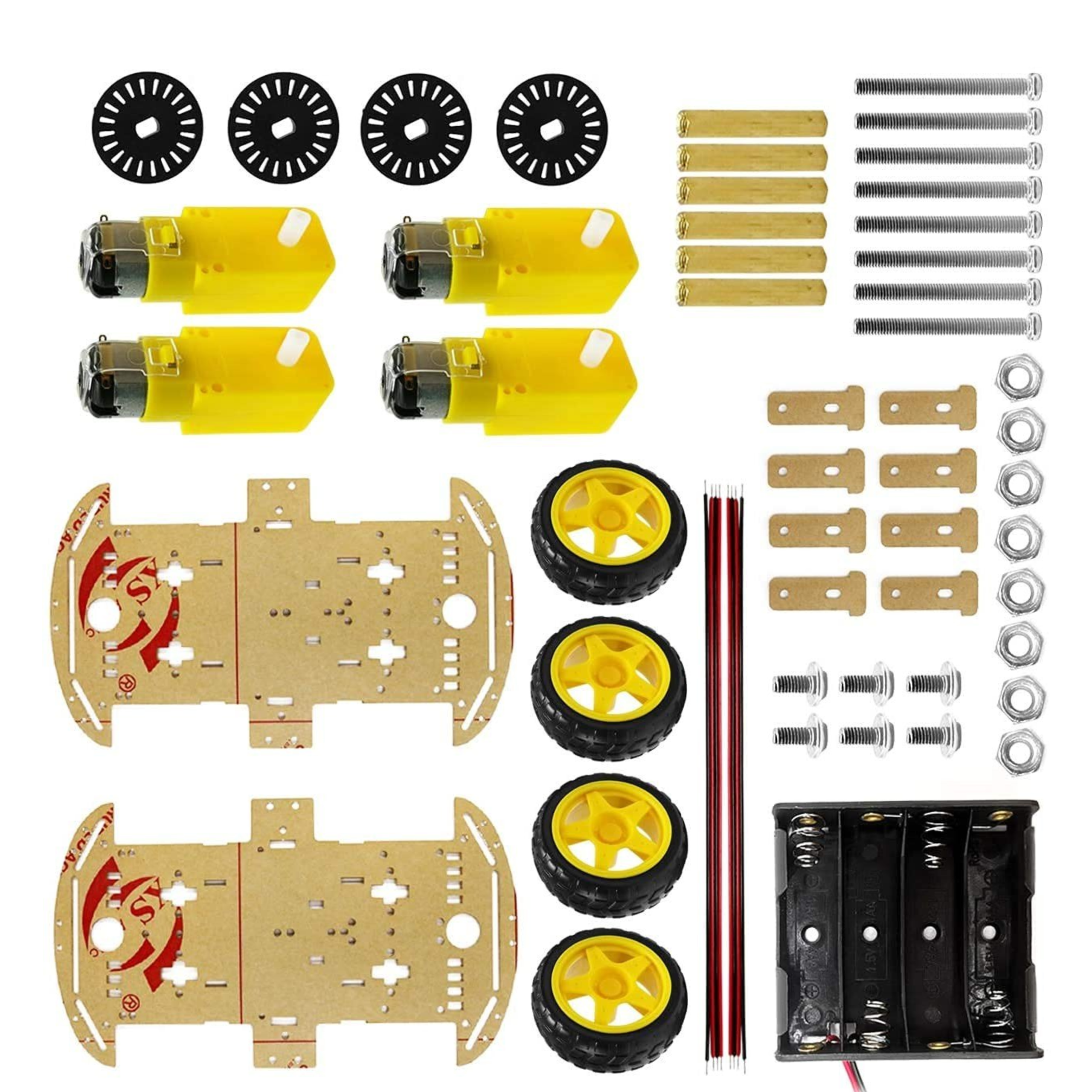 DIY Ultra Robot Smart Car Kit with 4 Speed Encoder, 4 Wheels and 4 AA Cell Battery Holder