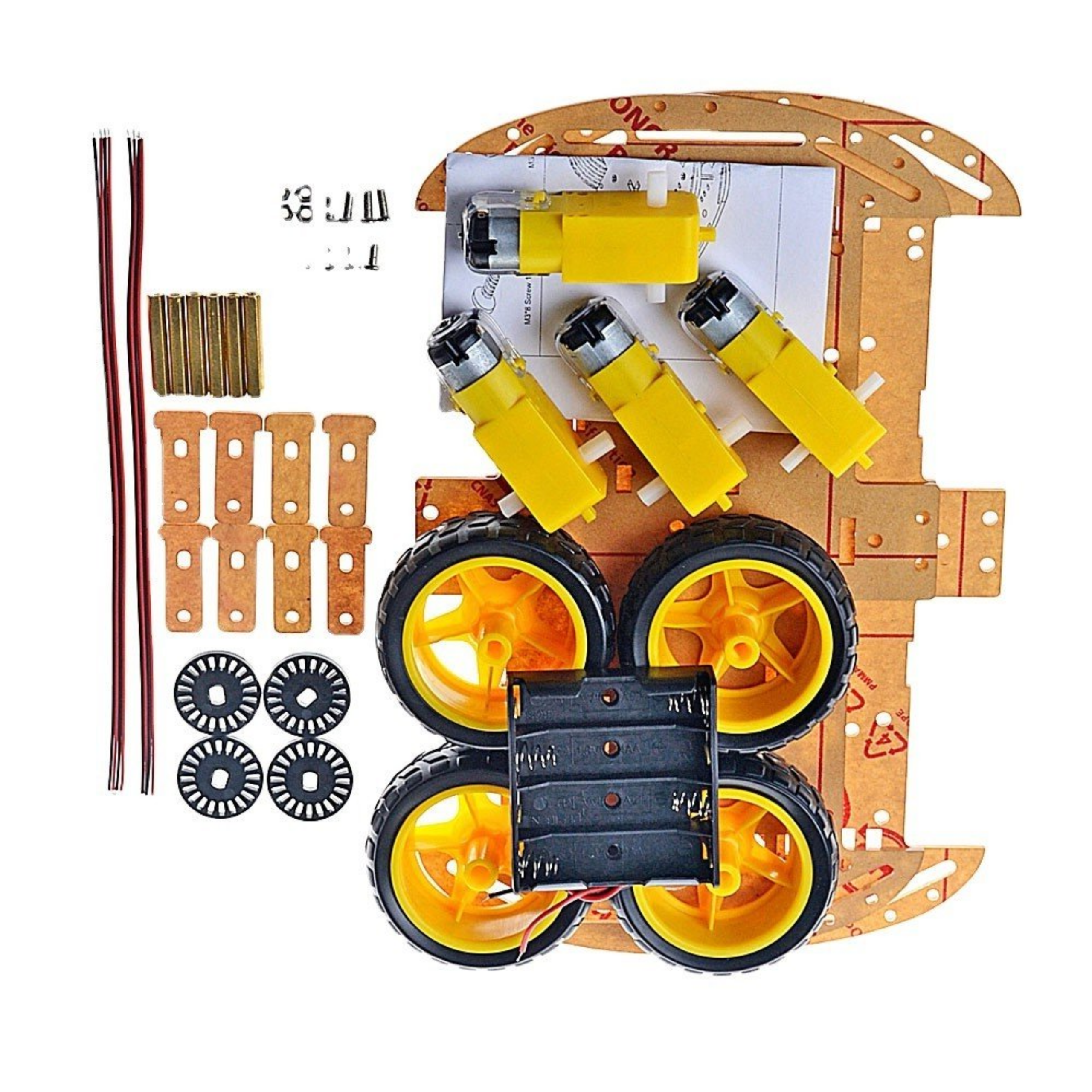 DIY Ultra Robot Smart Car Kit with 4 Speed Encoder, 4 Wheels and 4 AA Cell Battery Holder
