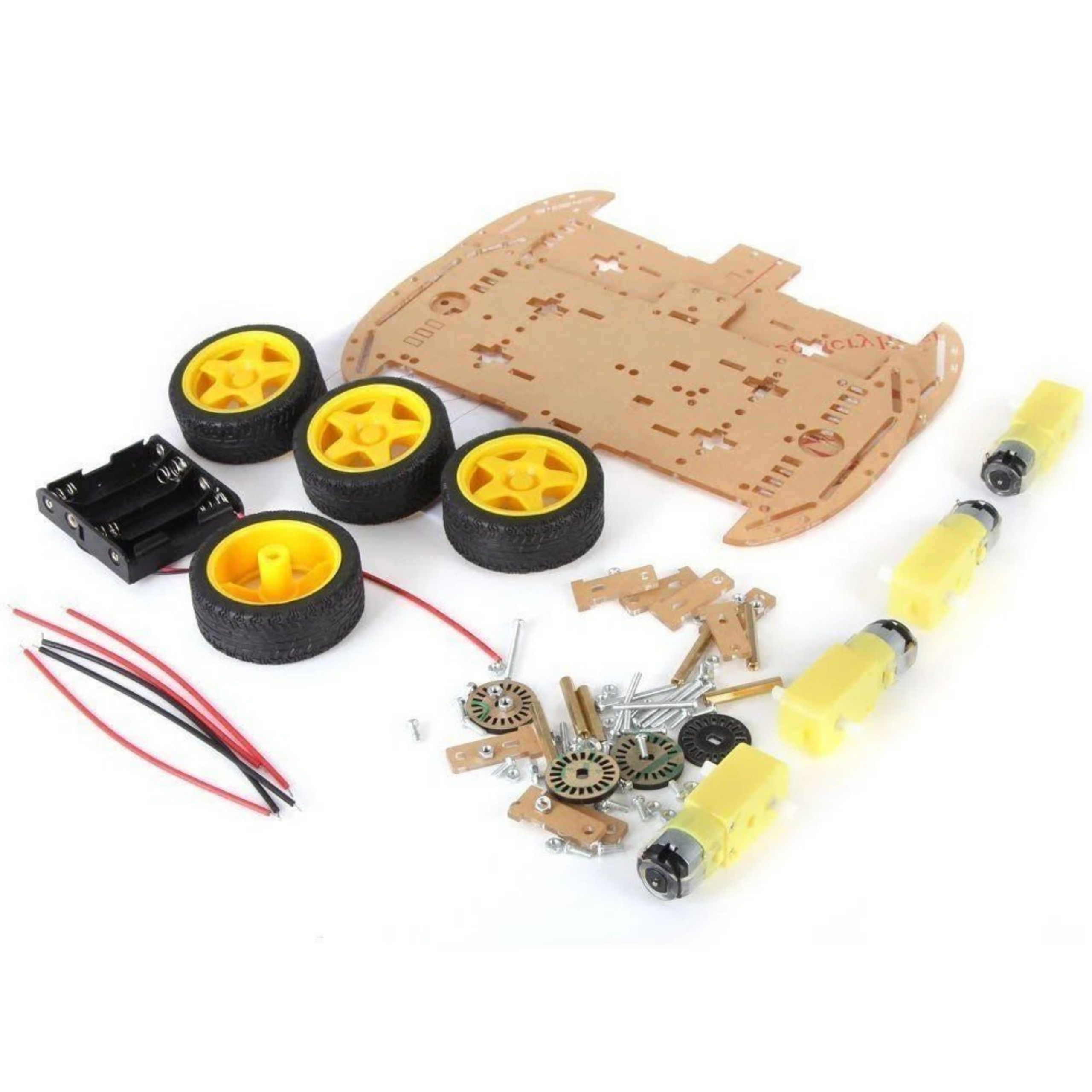 DIY Ultra Robot Smart Car Kit with 4 Speed Encoder, 4 Wheels and 4 AA Cell Battery Holder