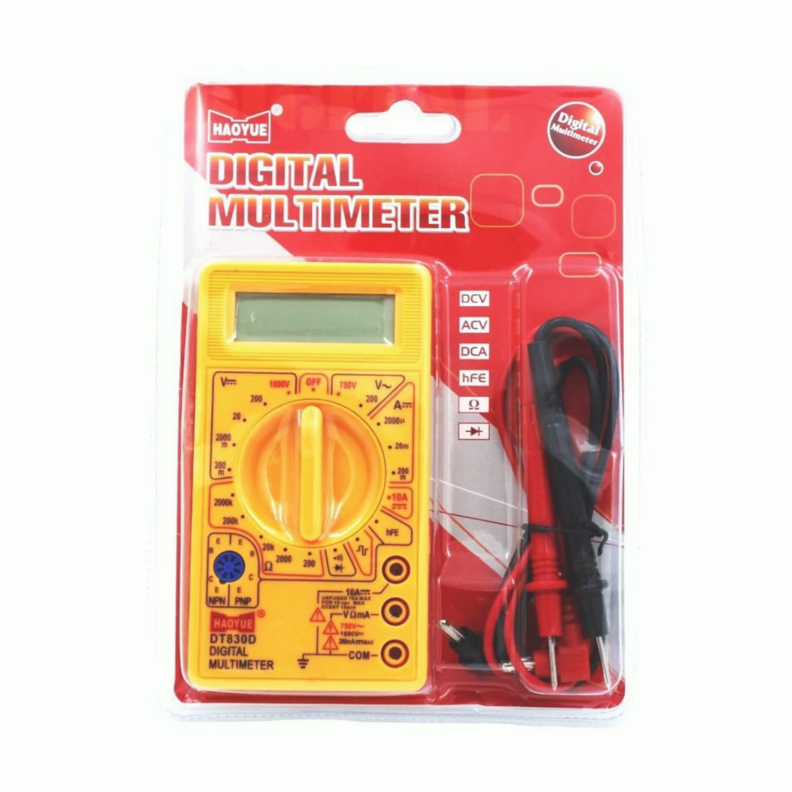 DT830D Digital Multimeter – AC/DC Voltage, DC Current & Resistance Tester