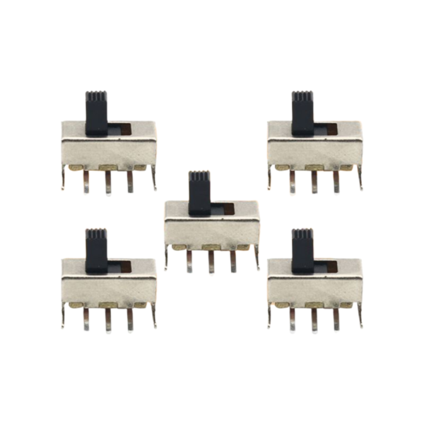 SS12F23G5 SPDT Slide Switch 3 Pin – Metal Body, Panel Mount (0.3A 30V) | Pack of 5