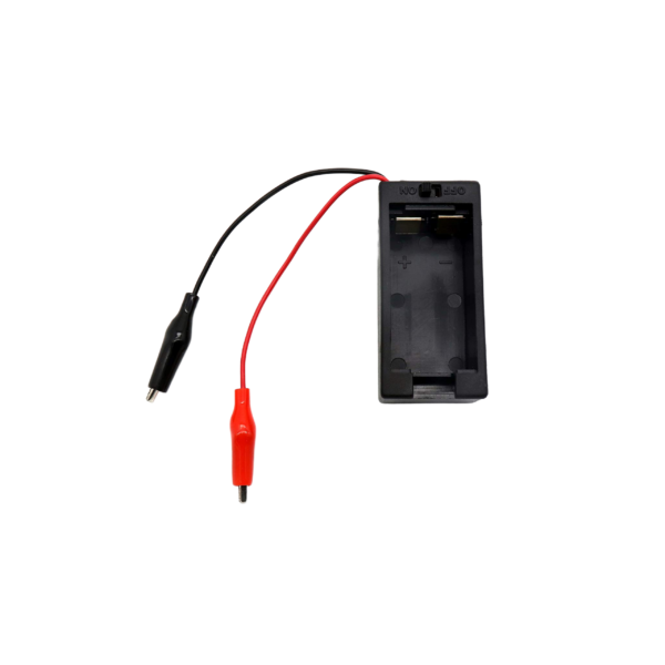 Single 9V Battery Holder Hard Plastic Case with ON/OFF Switch & Alligator Clips
