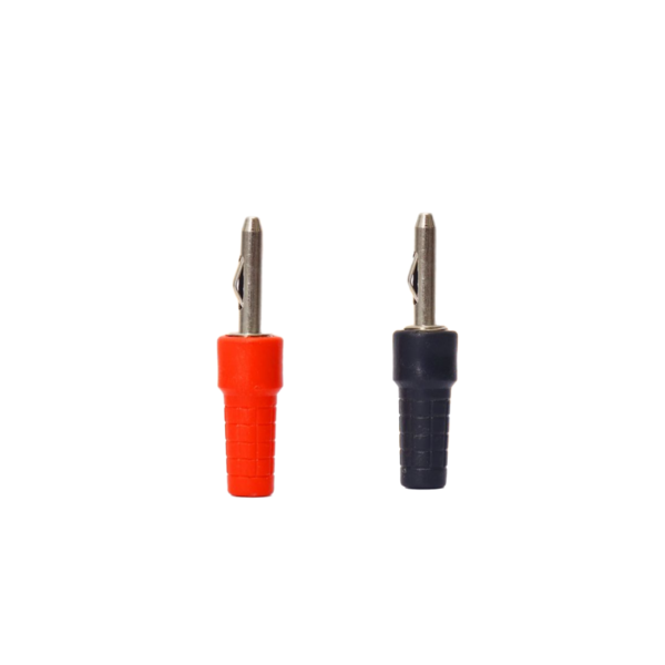 MX2775 4mm 15A Male Banana Plug Connectors – Red & Black (Pack)